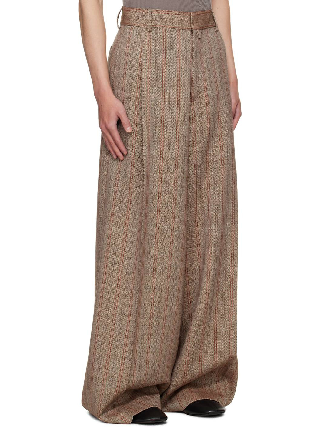 Tan Wide Pleated Trousers - 2