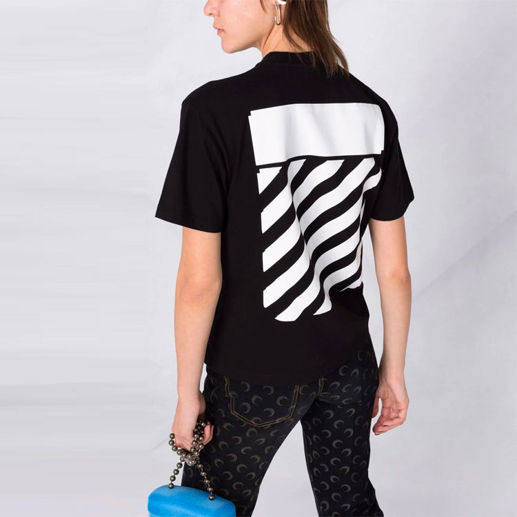 (WMNS) Off-White Logo-Print Diag T-shirt 'Black' OWAA049C99JER0011001 - 5