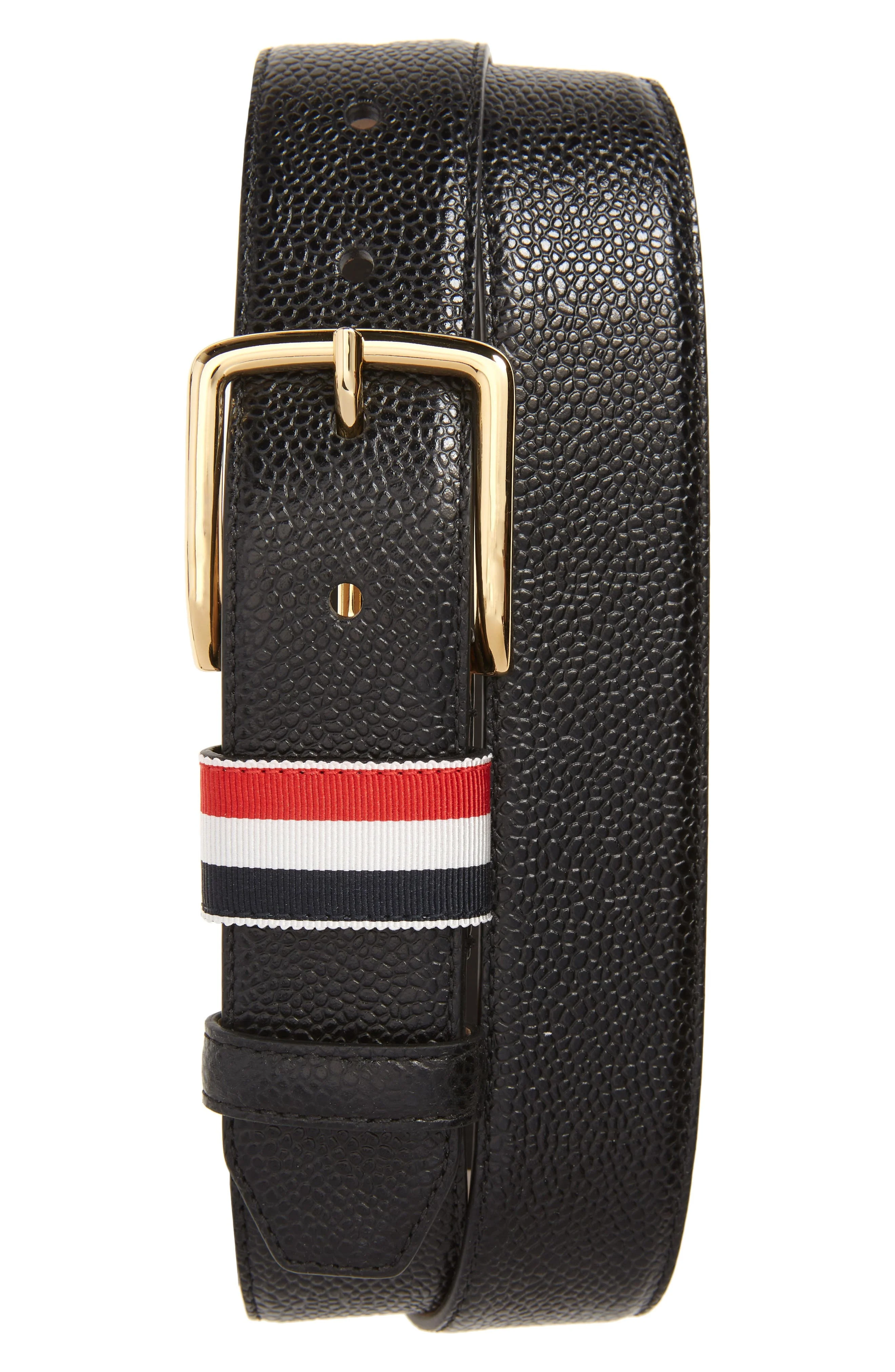 Thom Browne RWB Loop Leather Belt in 001 - 1