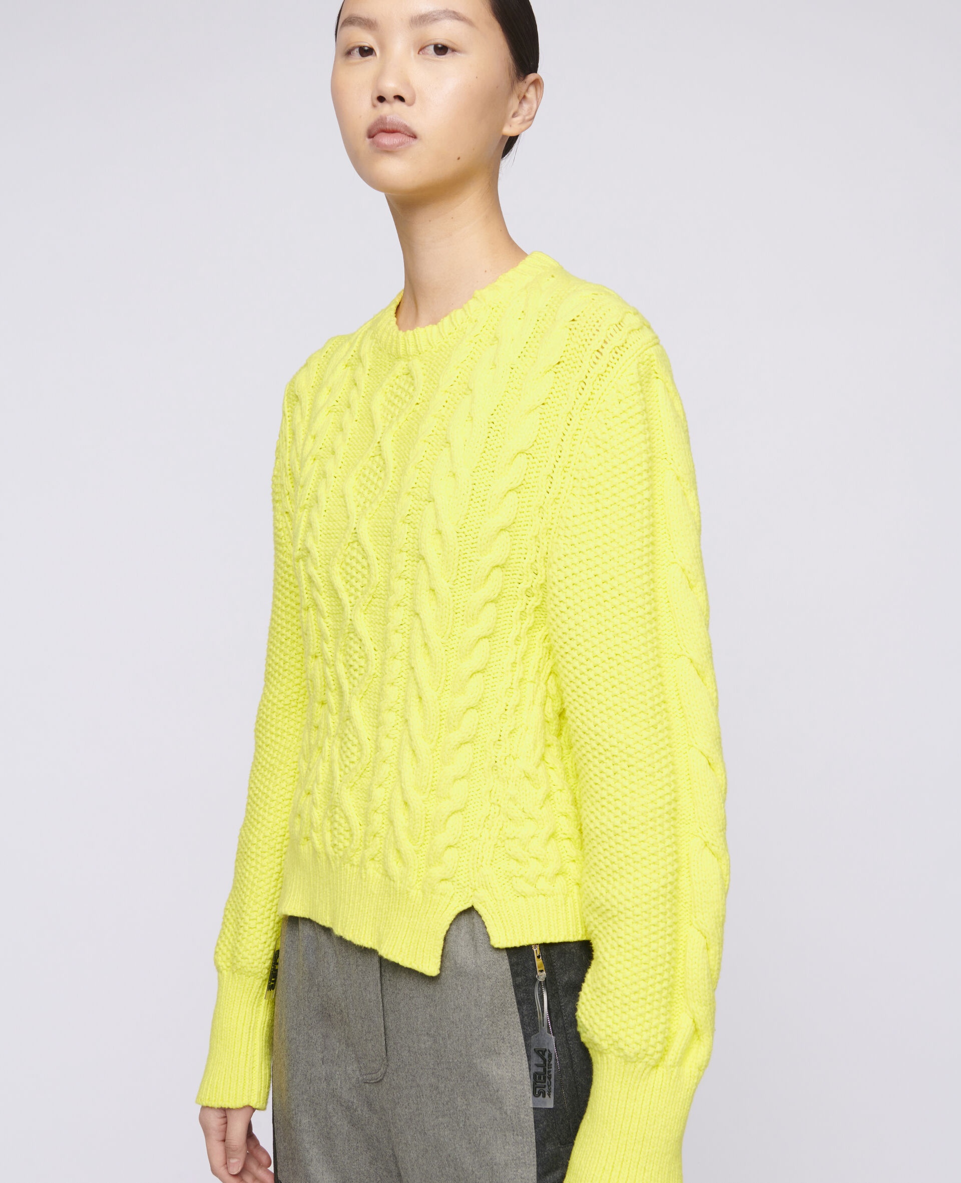 Aran Stitch Cropped Sweater - 4