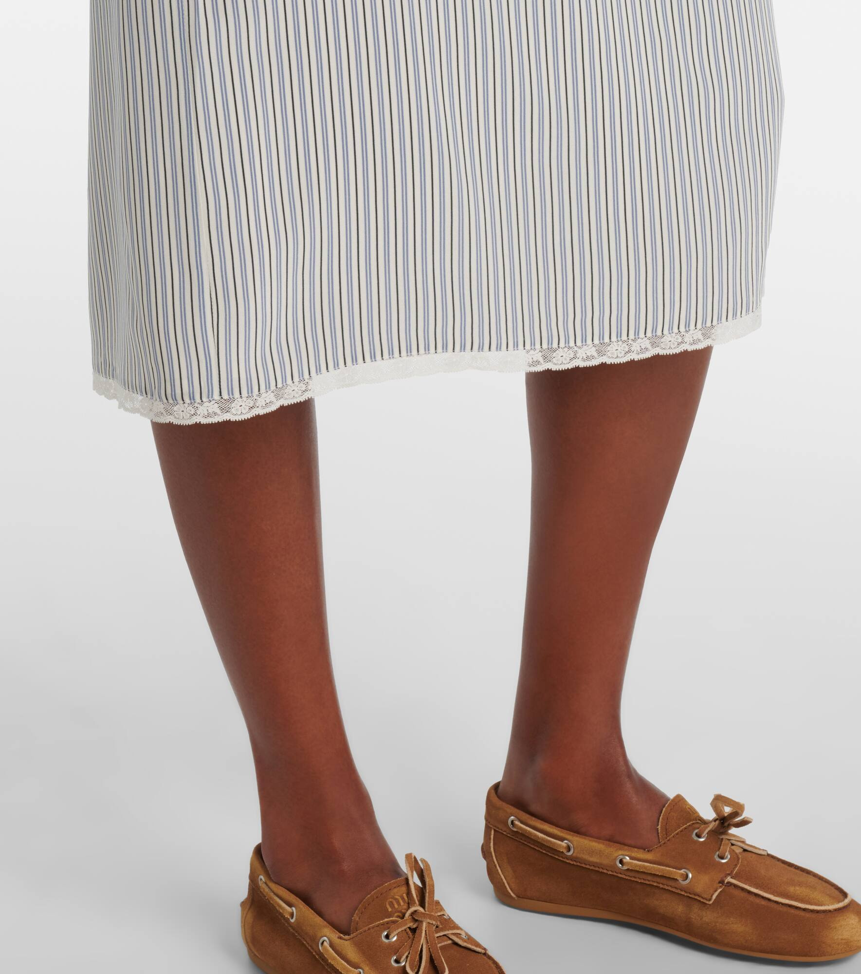 Striped silk crêpe de chine midi dress - 5