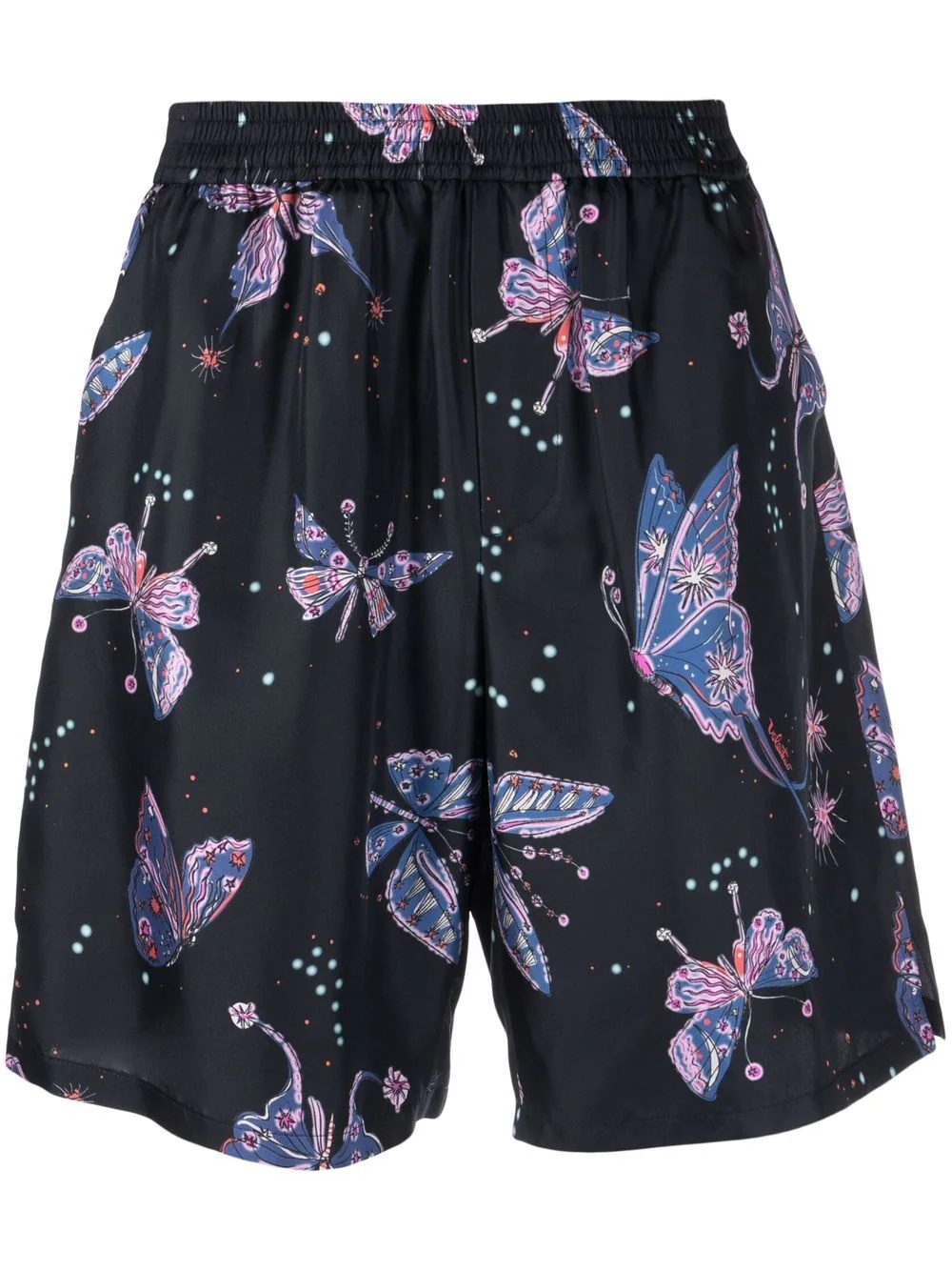 butterfly-print silk track shorts - 1