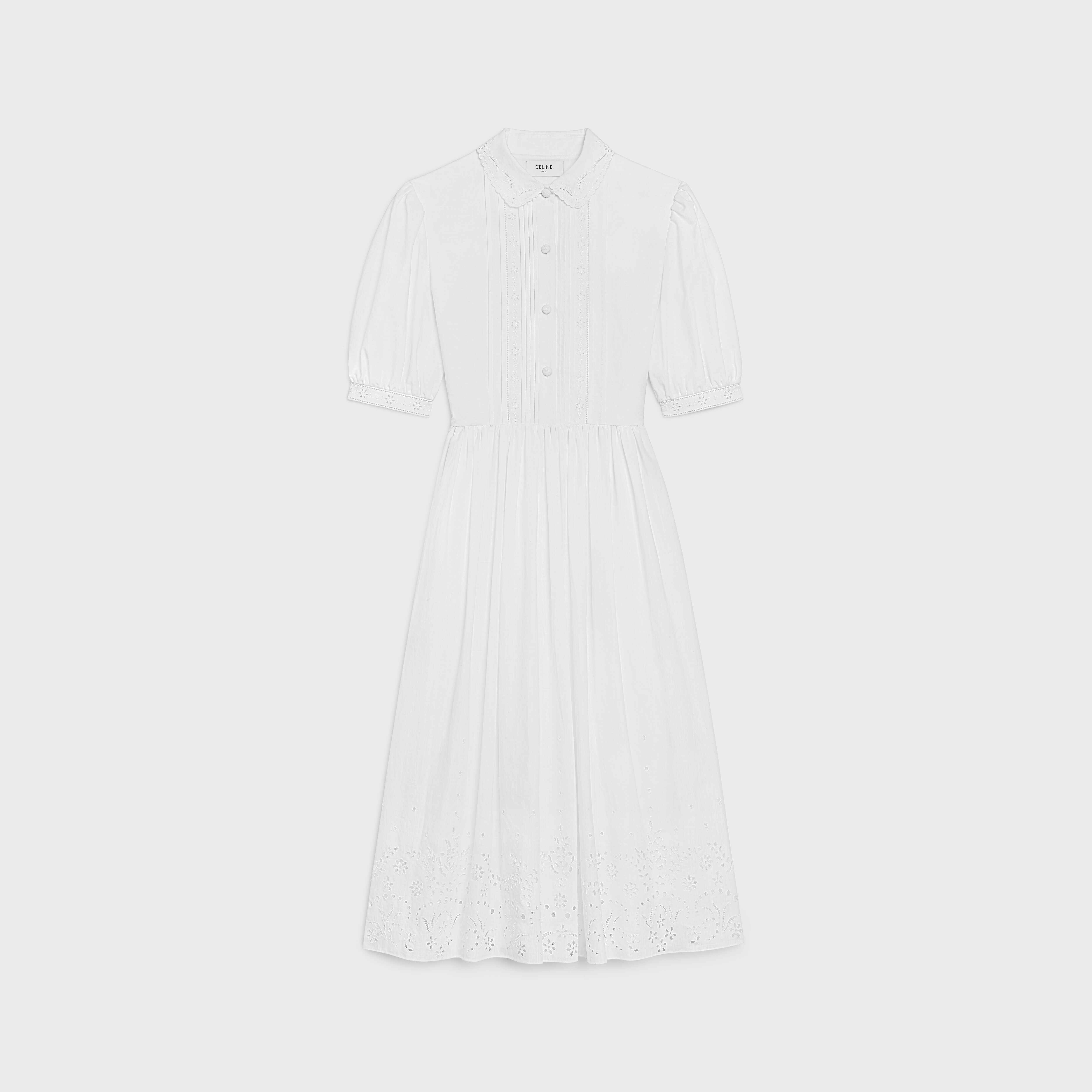 DRESS WITH PUFFED SLEEVES IN BRODERIE ANGLAISE - 1