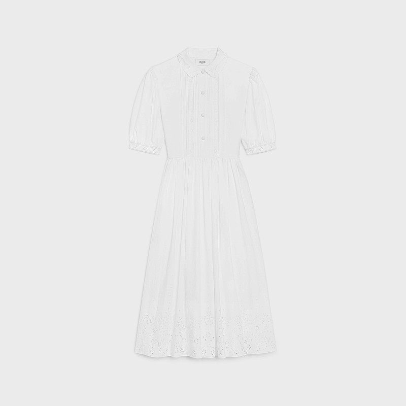 DRESS WITH PUFFED SLEEVES IN BRODERIE ANGLAISE 1