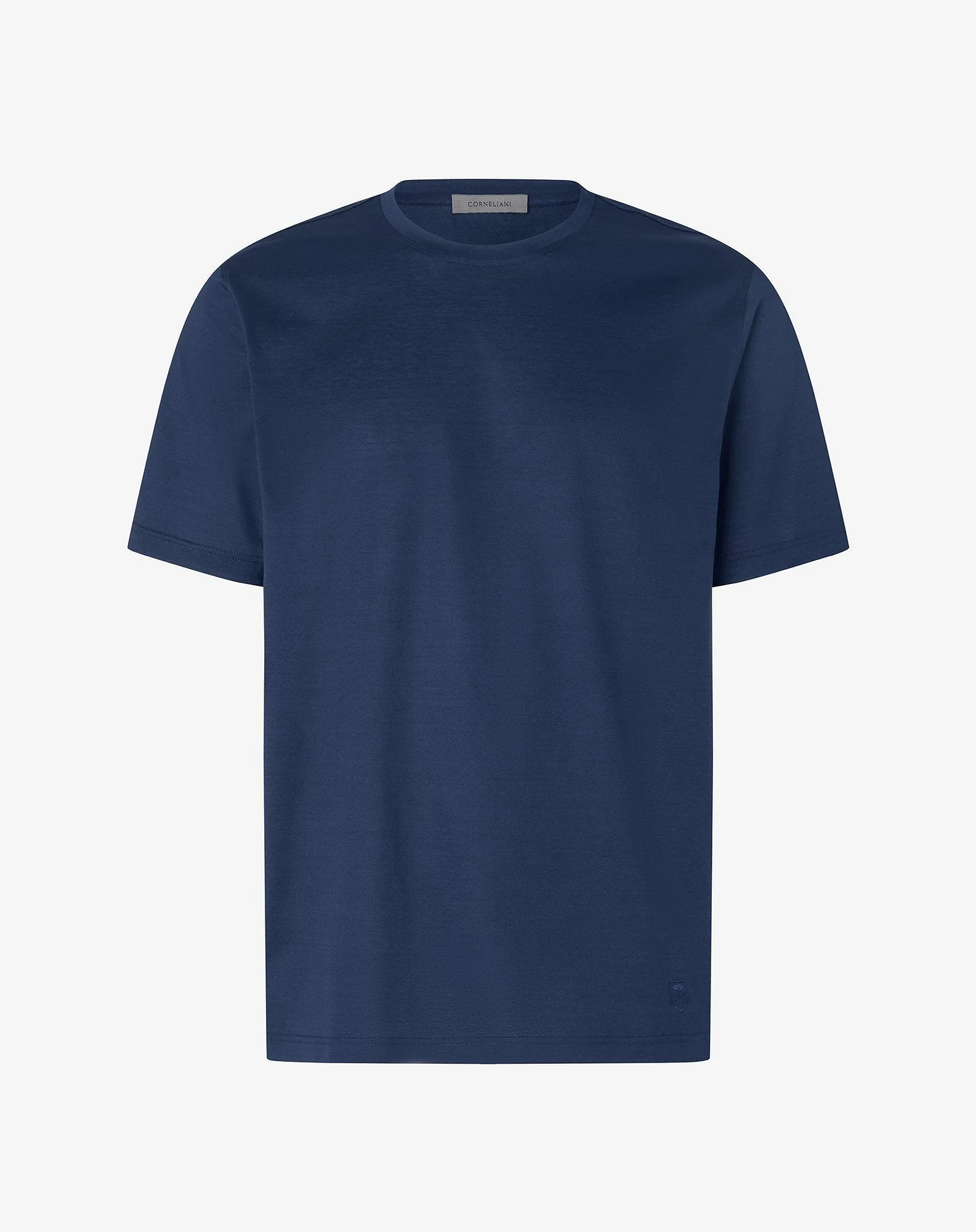 Navy blue crew neck pure cotton t-shirt - 1