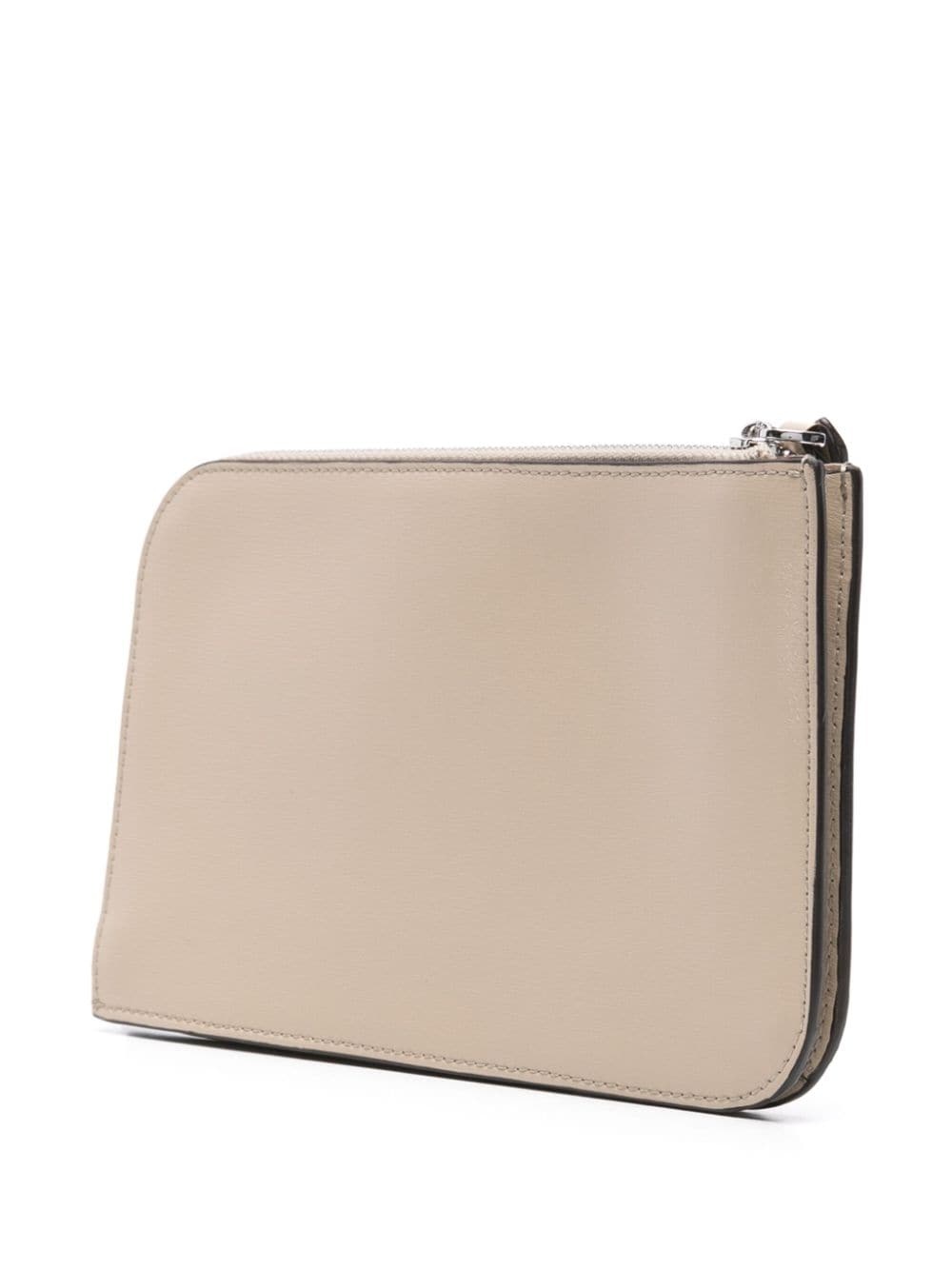 logo-plaque leather clutch bag - 3