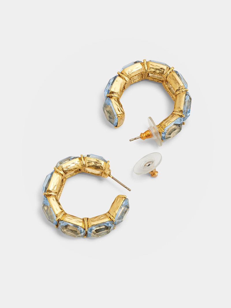 Oscar de la Renta Baguette Crystal Hoop Earrings, Watermelon/Rainbow outlook