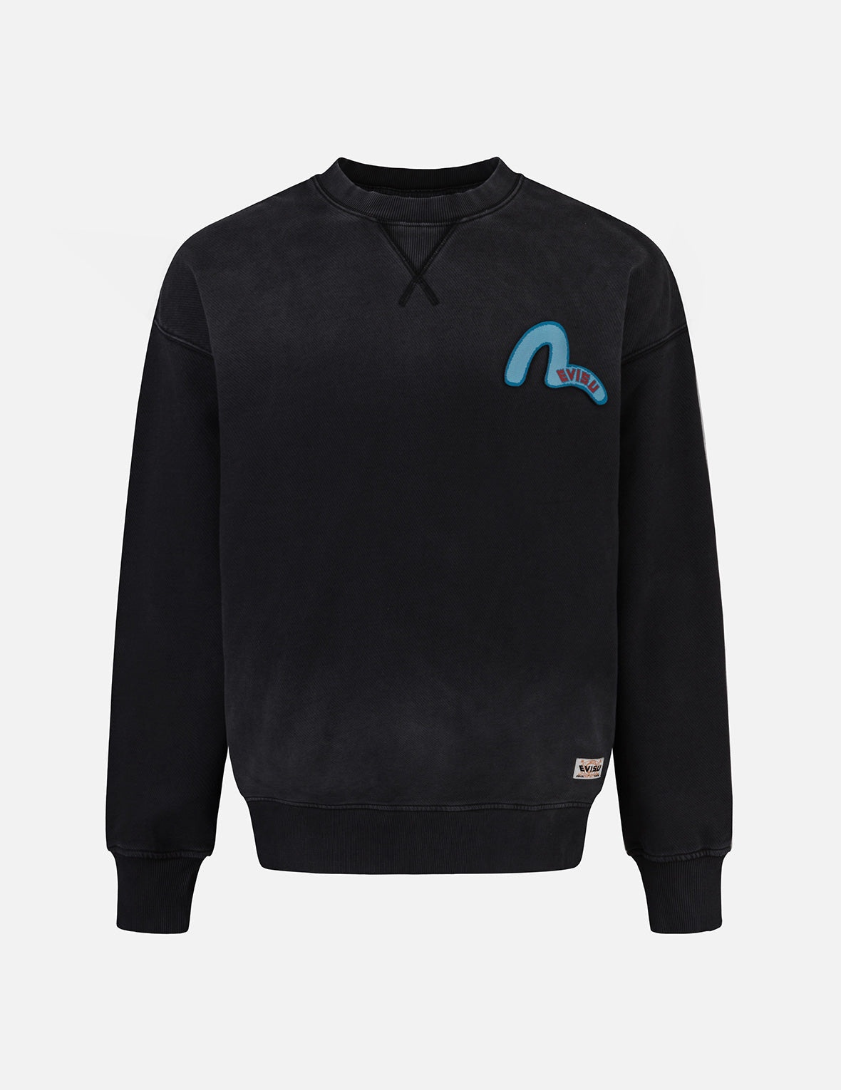 Washed Seagull and Logo Badge Daicock Print Loose Fit Sweatshirt - 1