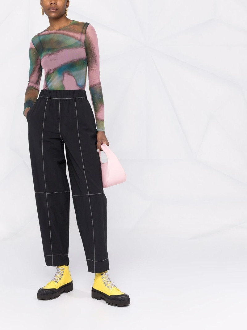 GANNI contrast-stitching straight trousers outlook