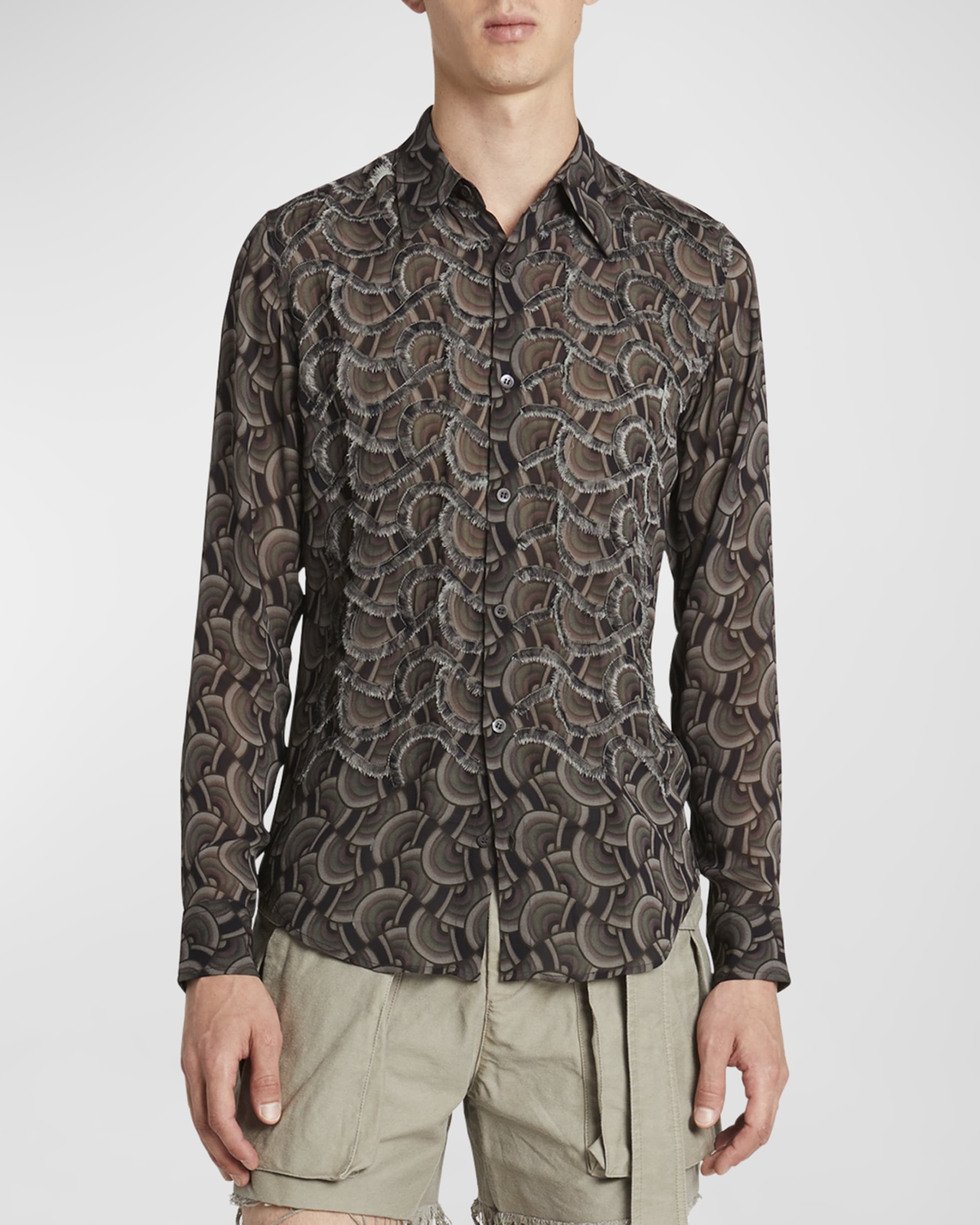 Men's Celdon Fringe Patterned Sport Shirt - 2