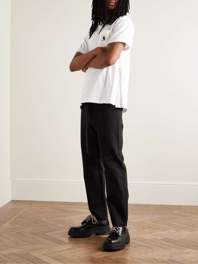 sacai + Carhartt WIP Zip-Detailed Logo-Appliquéd Canvas-Trimmed Cotton-Jersey T-Shirt outlook