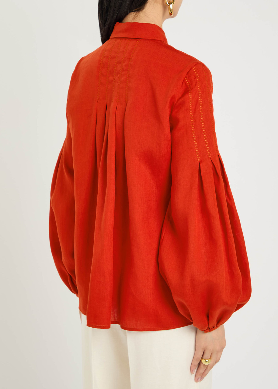 Gabriela Hearst Inga Pleated Linen Blouse - 3