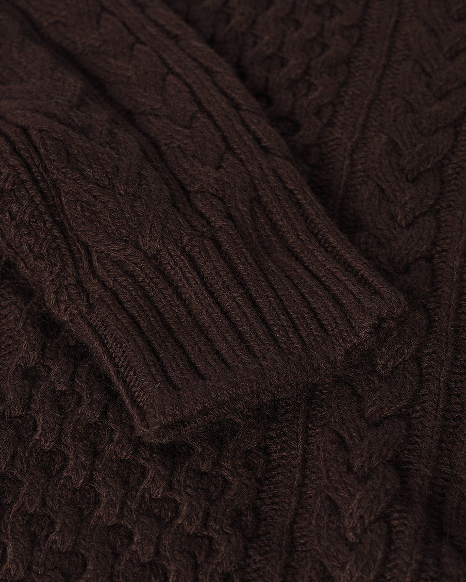 Aran Cable Brown Cashmere Jumper - 6