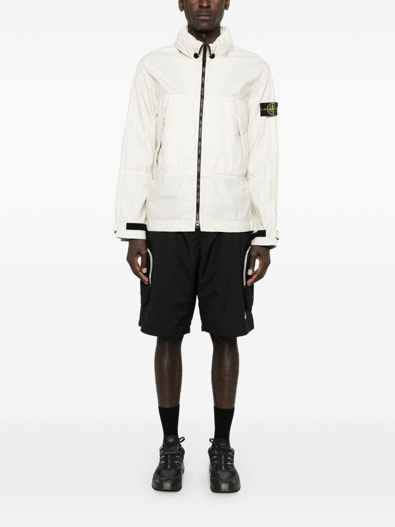 Stone Island plated-ovd raw-linen jacket outlook