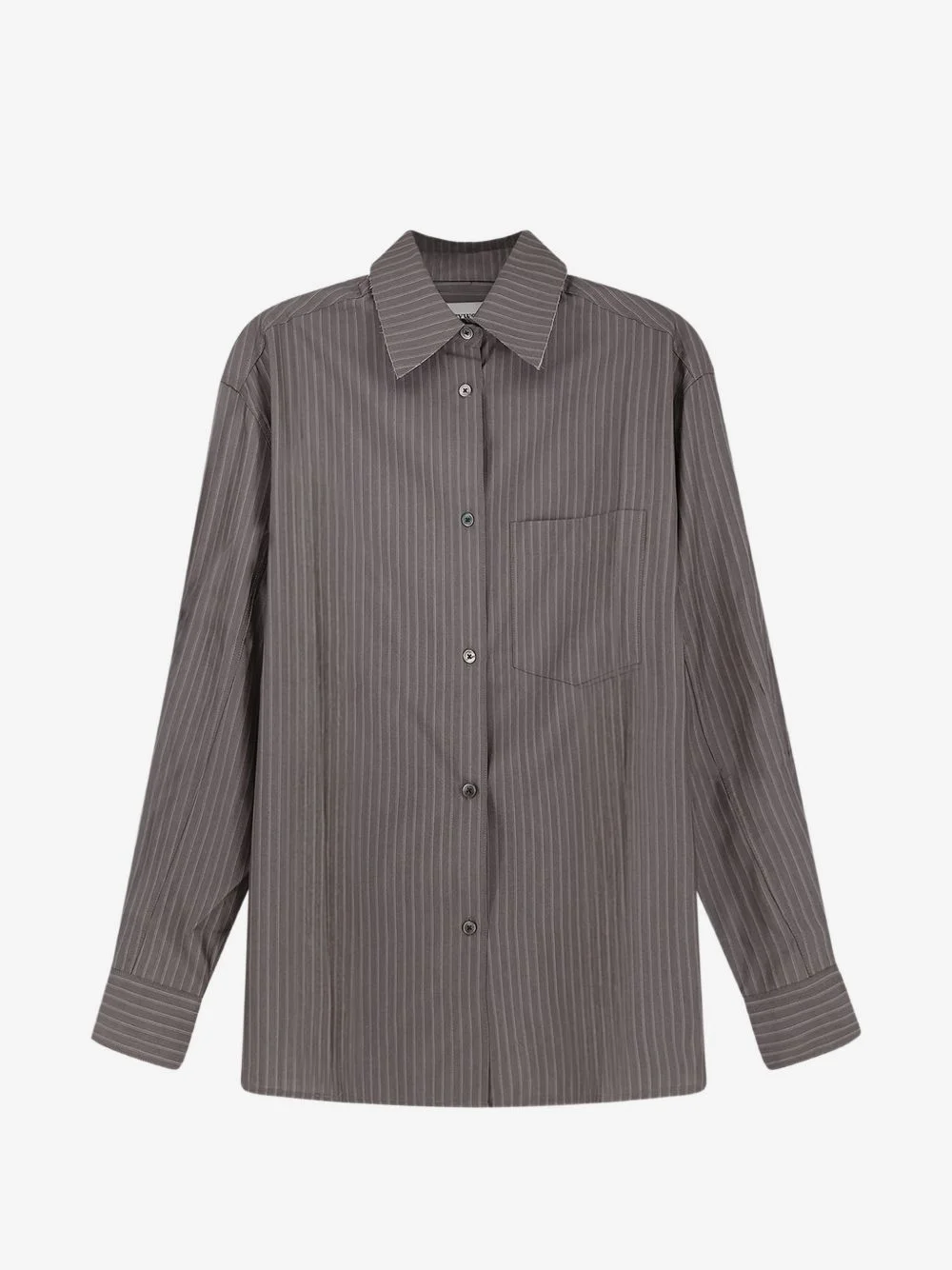 striped raw-edge oversized shirt - 1