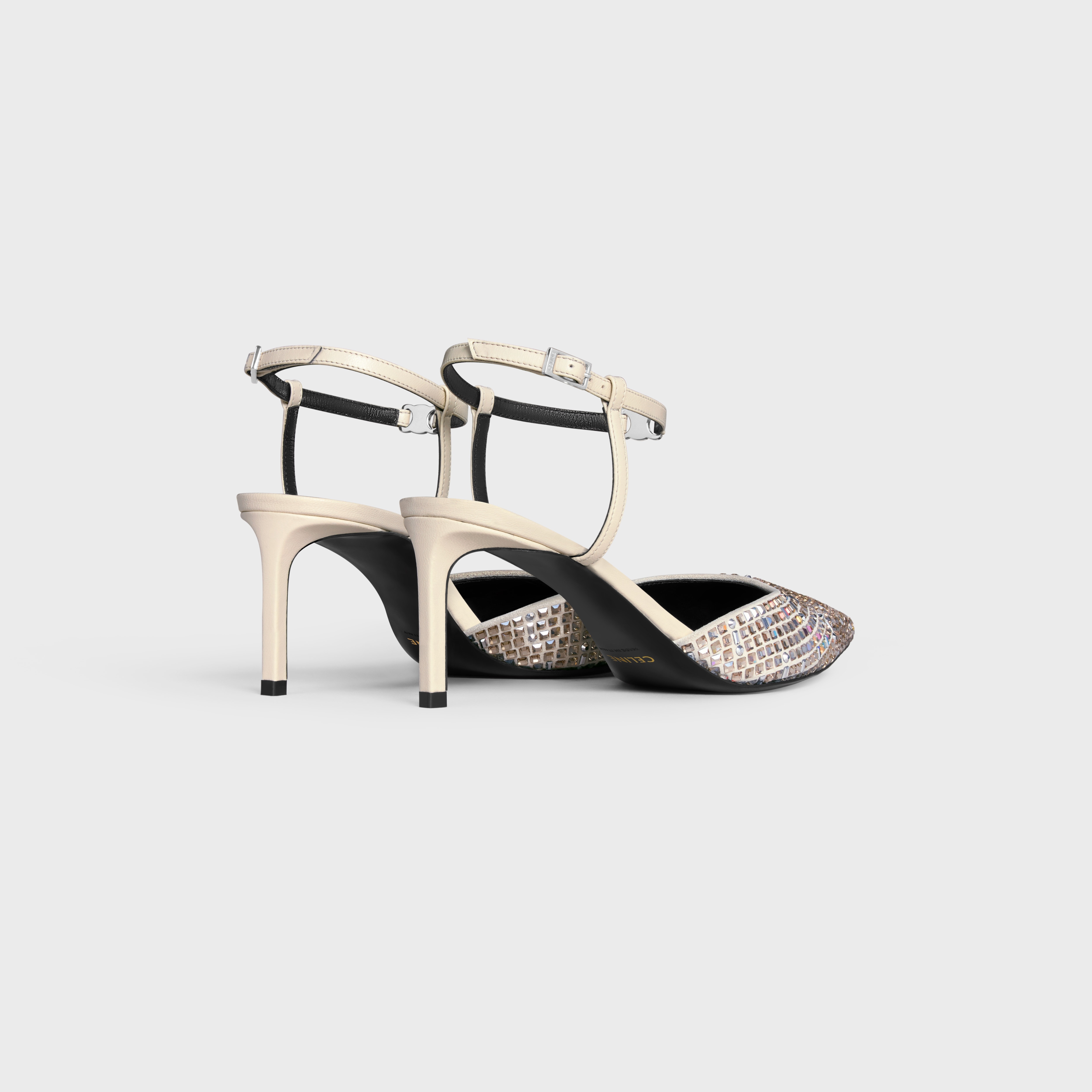 CELINE KITTEN STRAP PUMP in SUEDE GOATSKIN WITH STRASS & LAMBSKIN - 3