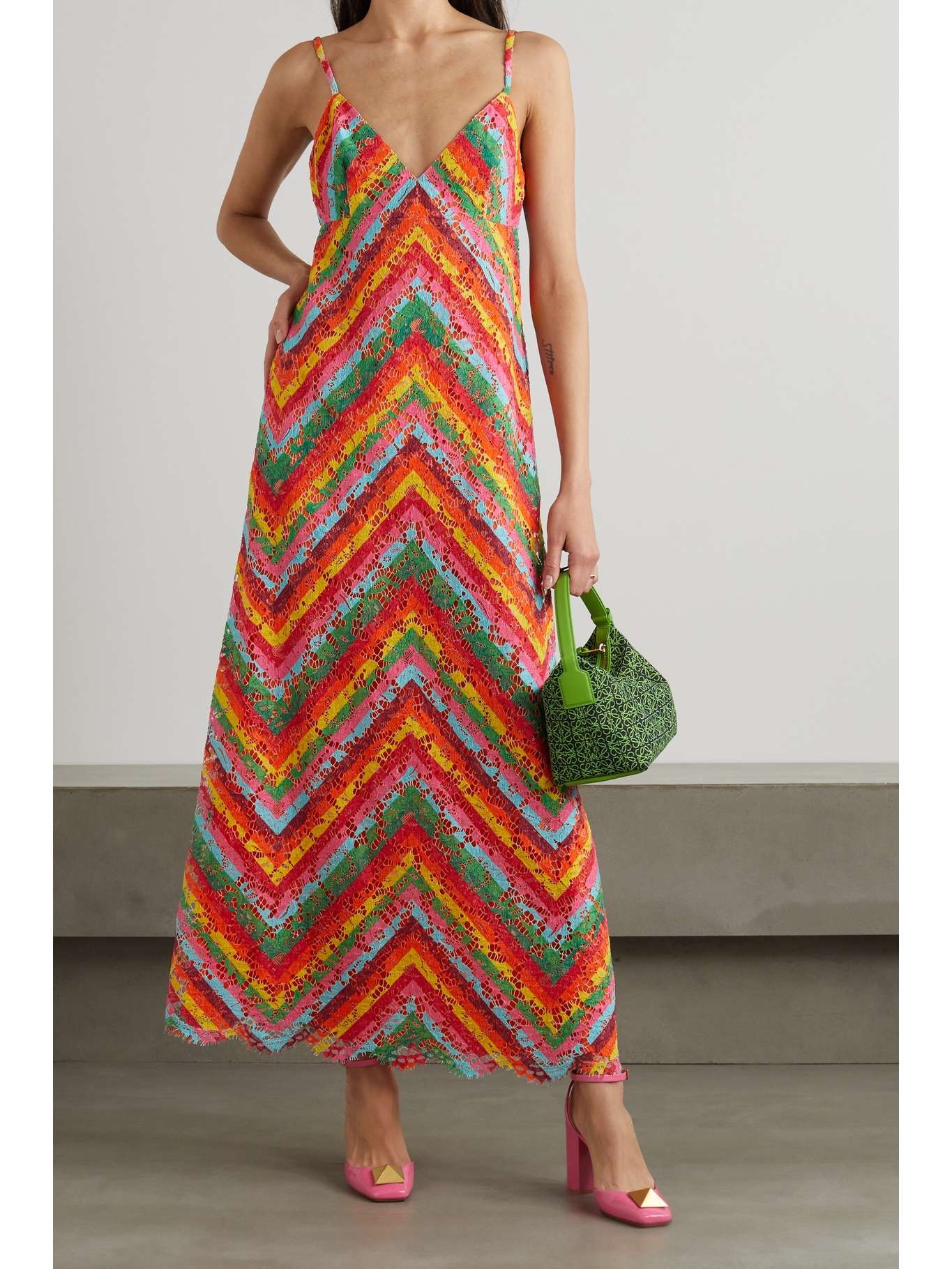 Striped corded lace maxi dress - 2