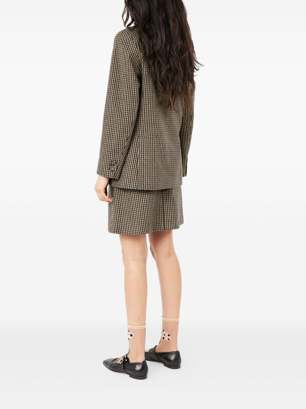 Gingham-check double-breasted coat - 3
