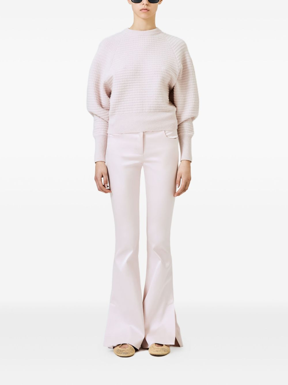 silk blend flared trousers - 2