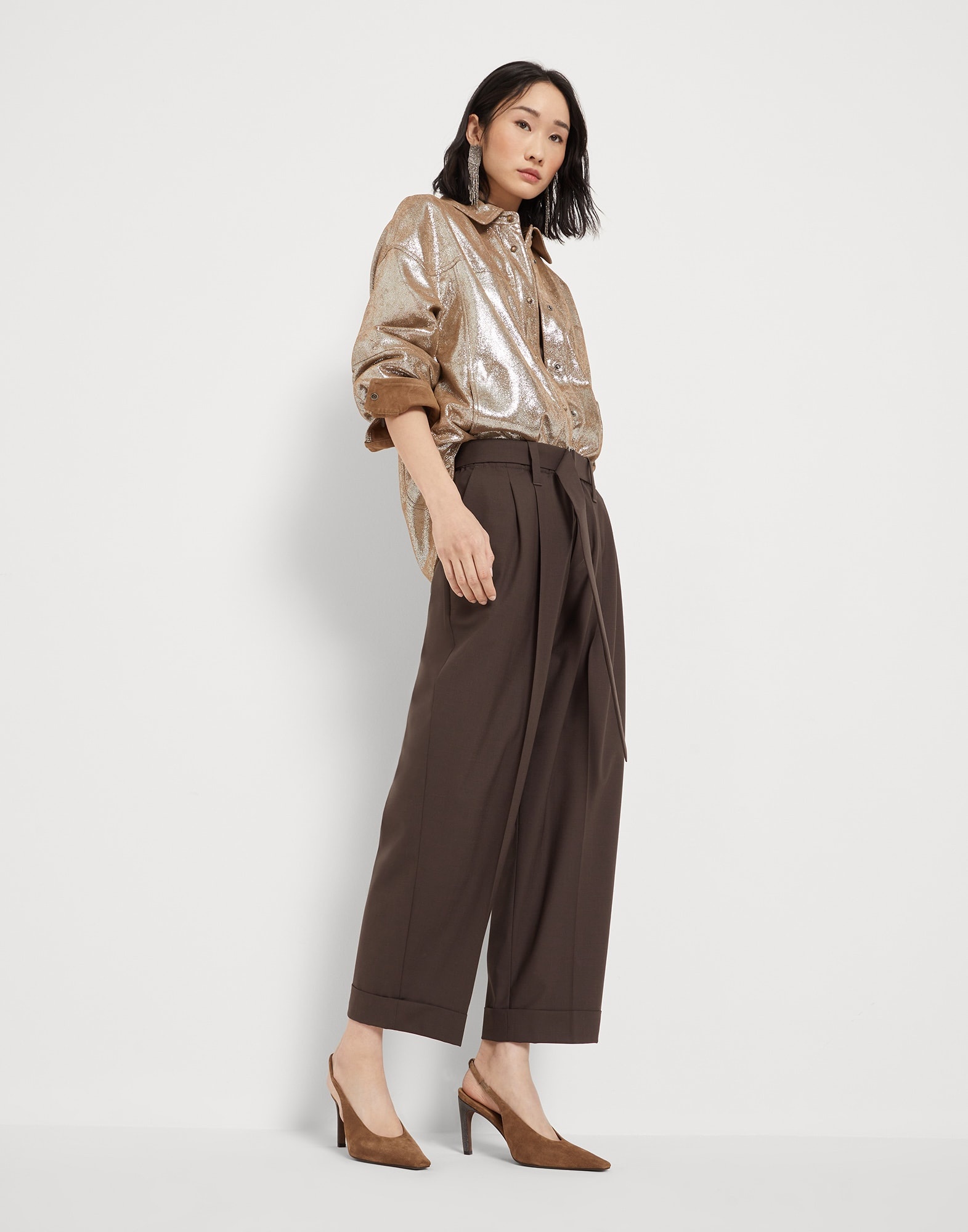 Suede slingbacks with precious heels - 4