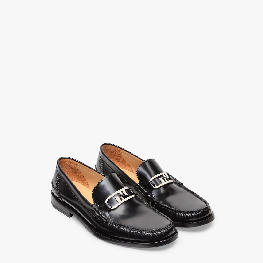 Black leather loafers - 1