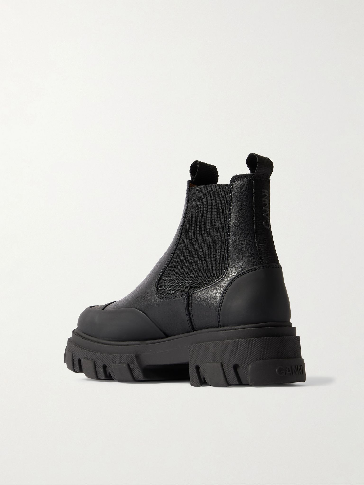 Paneled recycled-leather Chelsea boots Black - 3