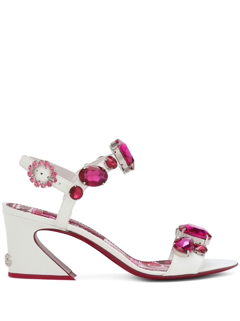 rhinestone-embellished leather sandals - 1