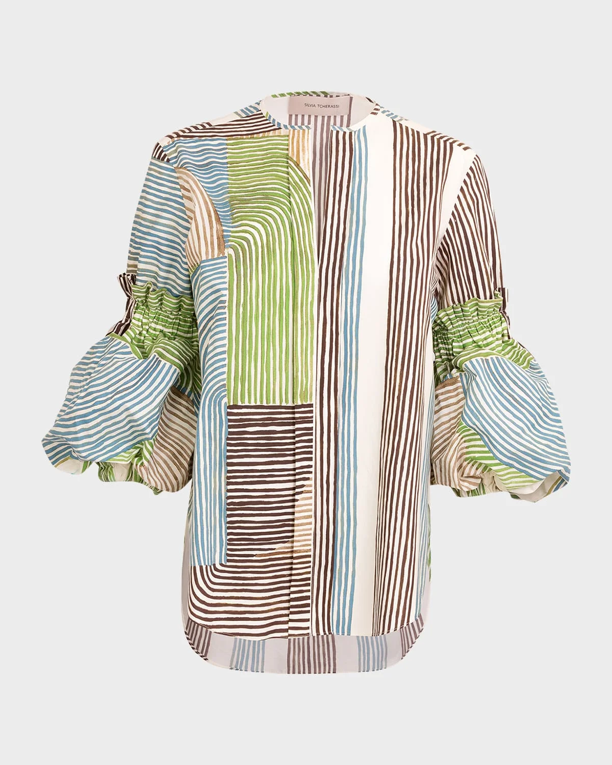 Lucaya Abstract-Print Puff-Sleeve Blouse - 1