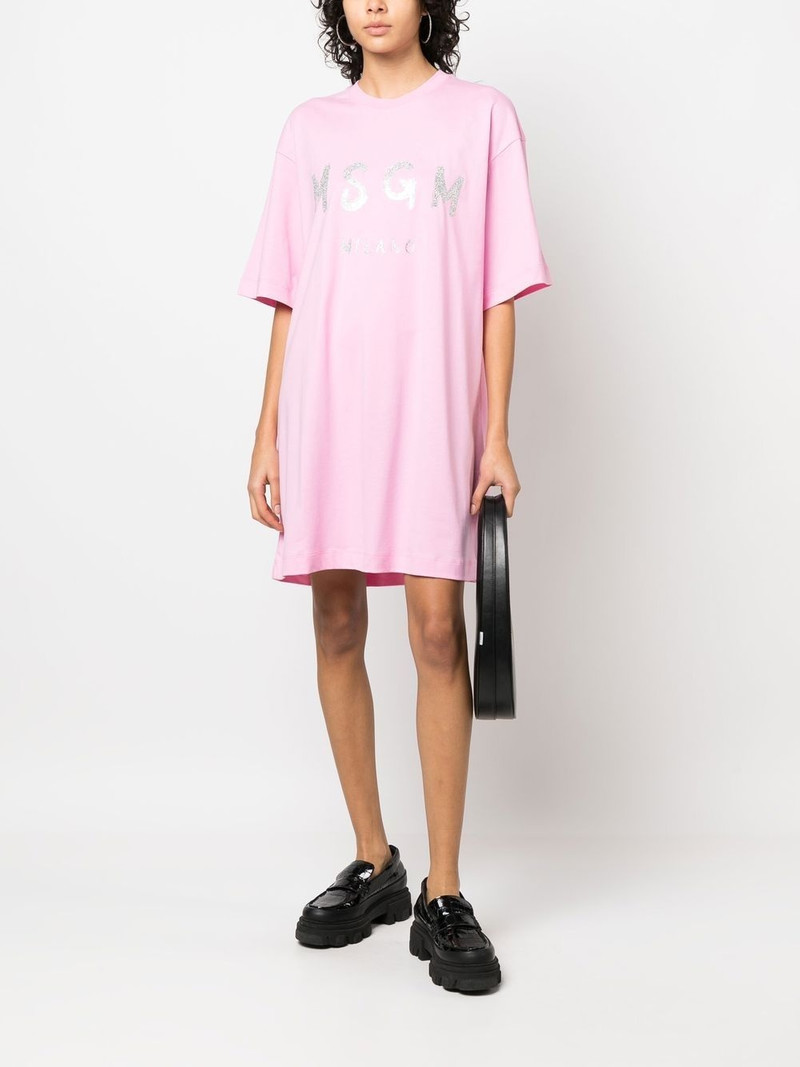 MSGM logo-print cotton T-shirt dress outlook