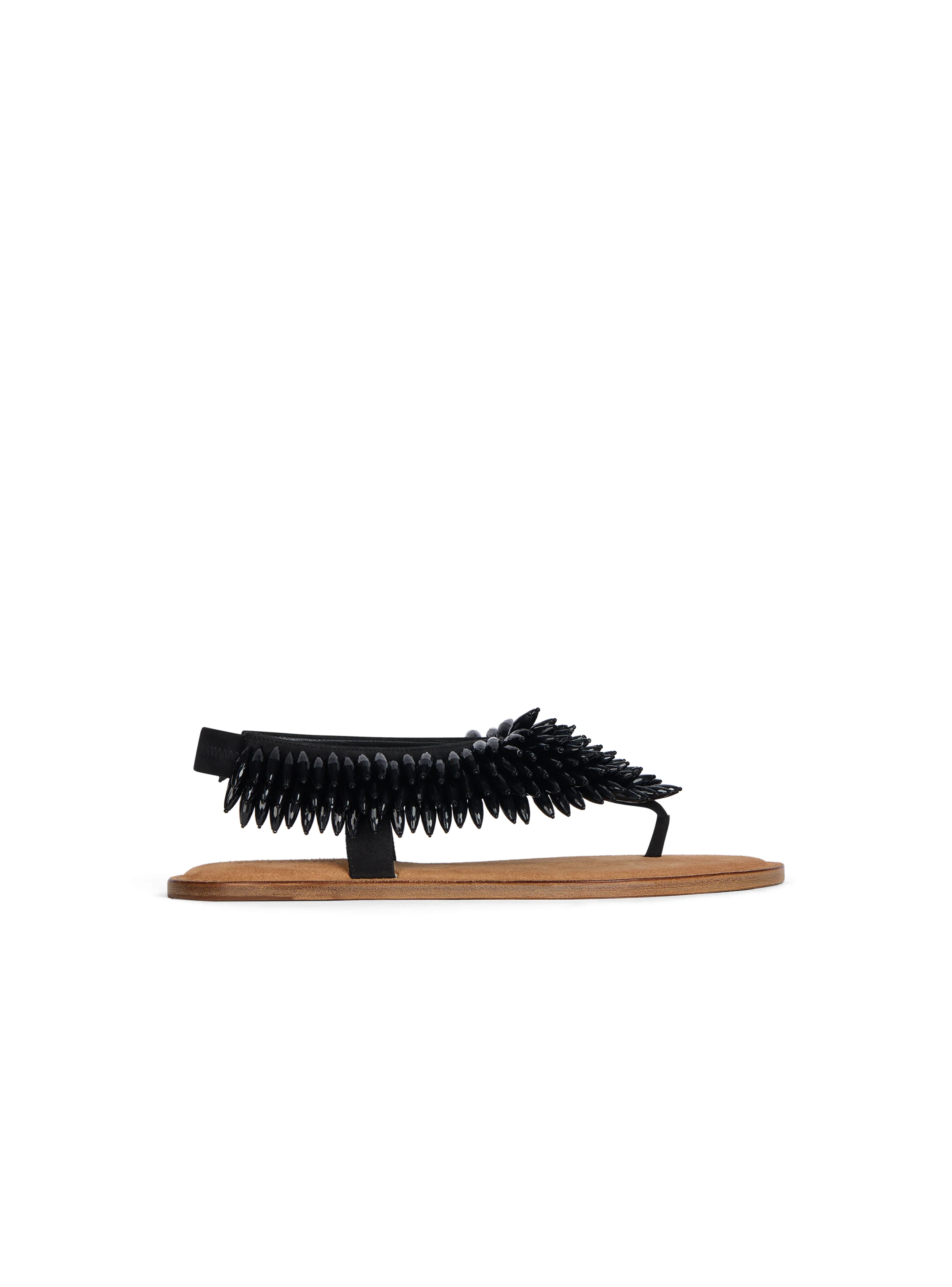 Flat sandals in suede and beads - 1