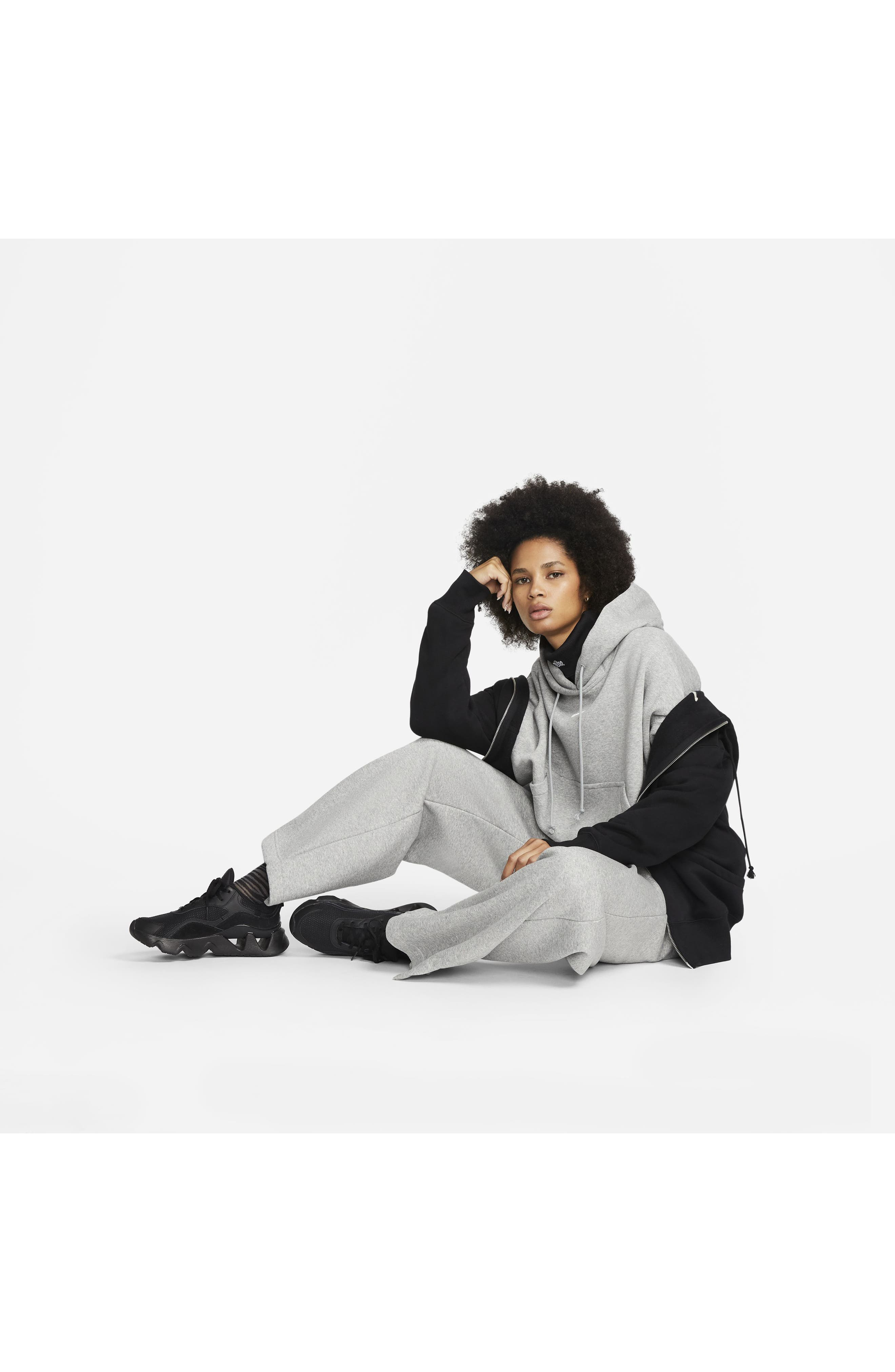 Nike Sportswear Phoenix Fleece Pullover Hoodie in Dark Grey Heather/Sail at Nordstrom - 8