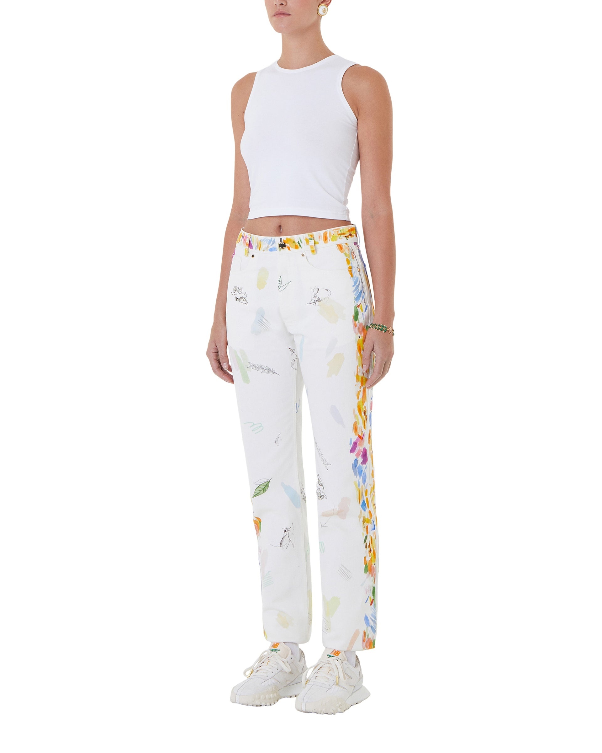 Work In Progress Printed Straight Leg Jeans - 5