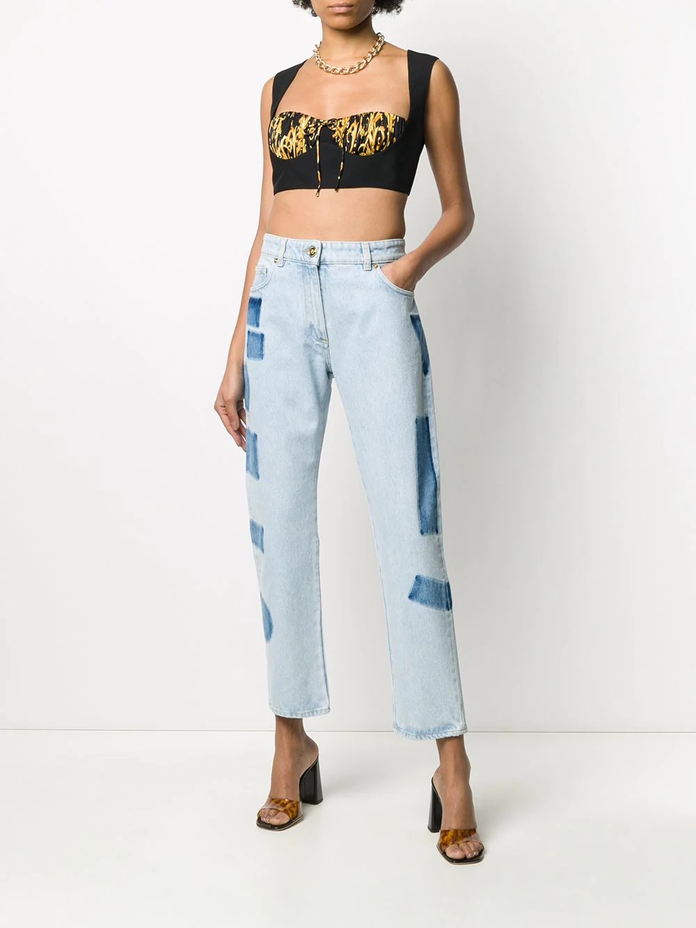 Barocco print cropped top - 2