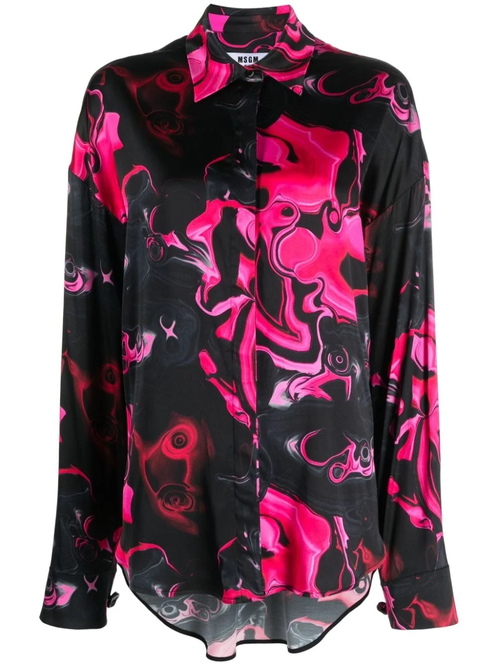Magma-print satin-finish shirt - 1