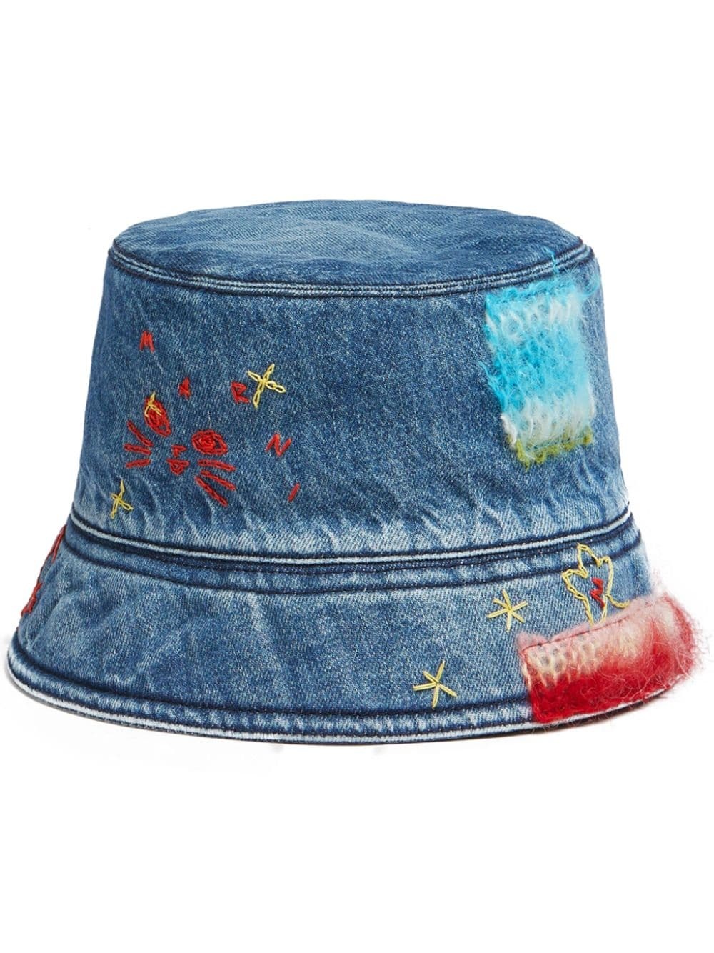 star-embroidered denim bucket hat - 1