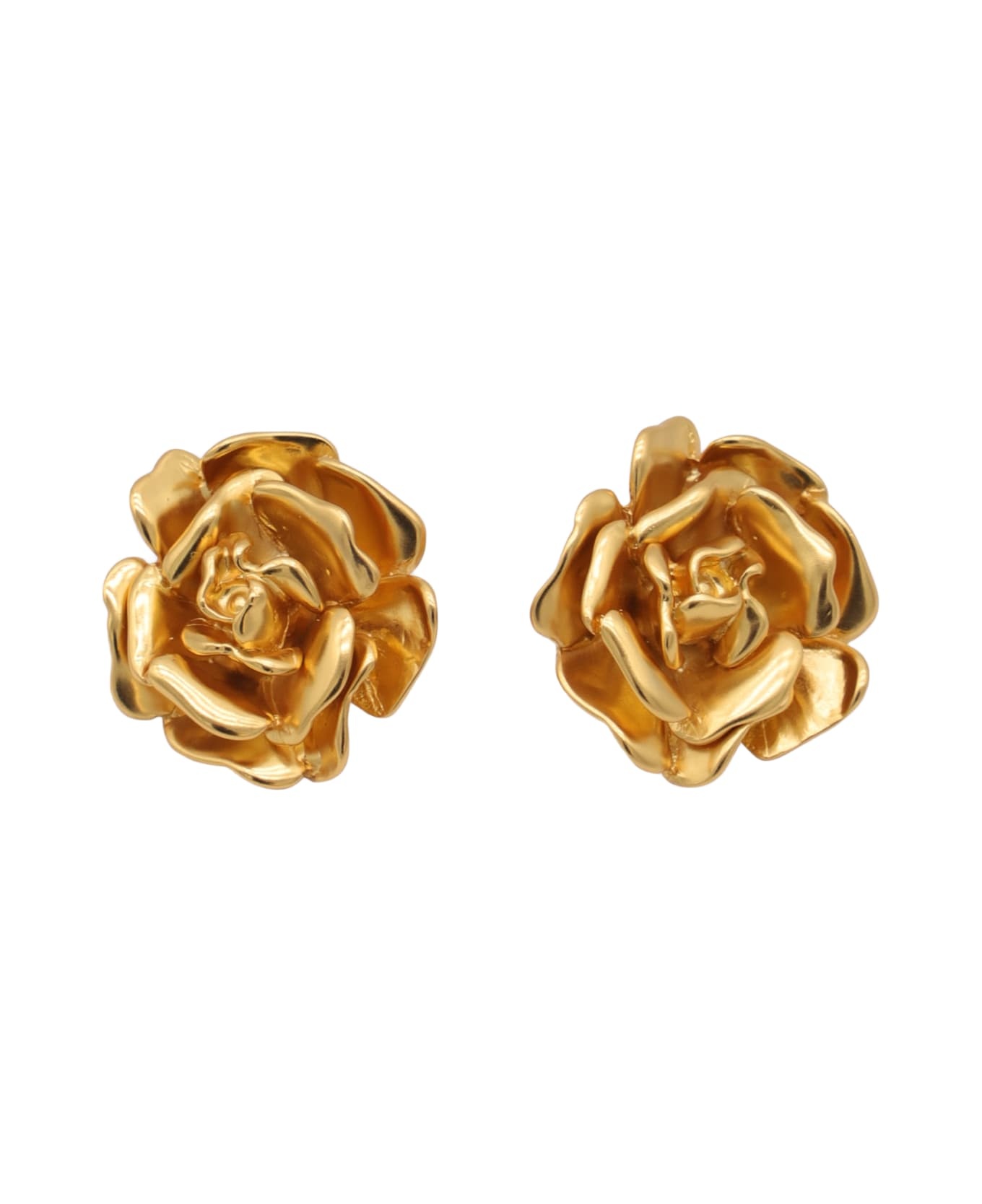 Gold Metal Rose Earrings - 1