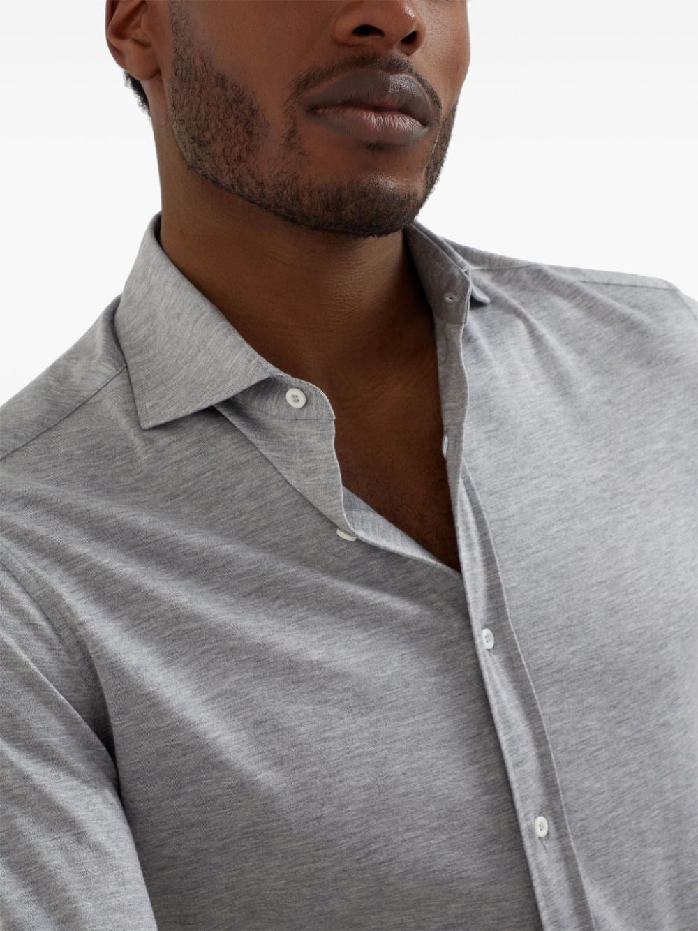 Brunello Cucinelli Men Jersey Shirt With Spread Collar - 2