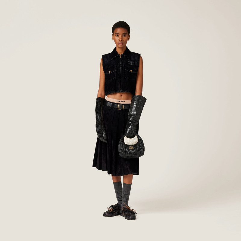 Miu Miu Washed flocked chambray top outlook