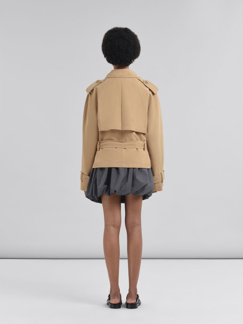 SHORT BEIGE WOOL BLEND TRENCH WITH MARNI SYMBOL - 3