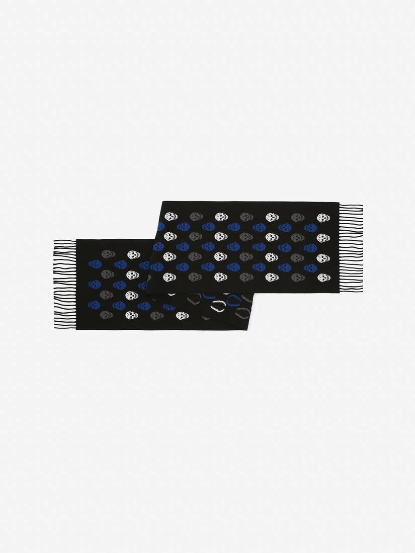 Men's Reversible Skull Scarf in Black/blue - 3