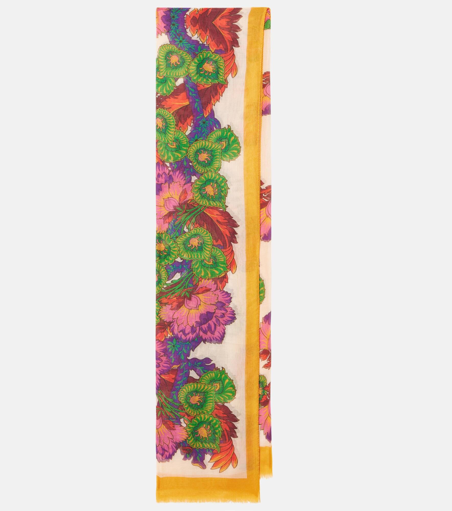 Logo floral twill scarf - 1