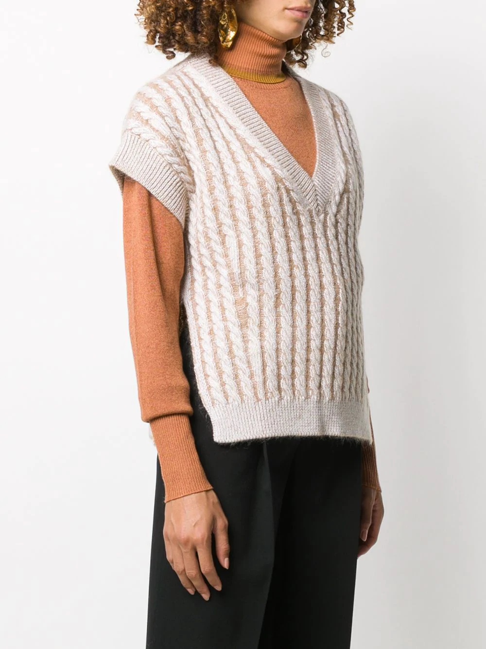 cable knit sweater vest - 3