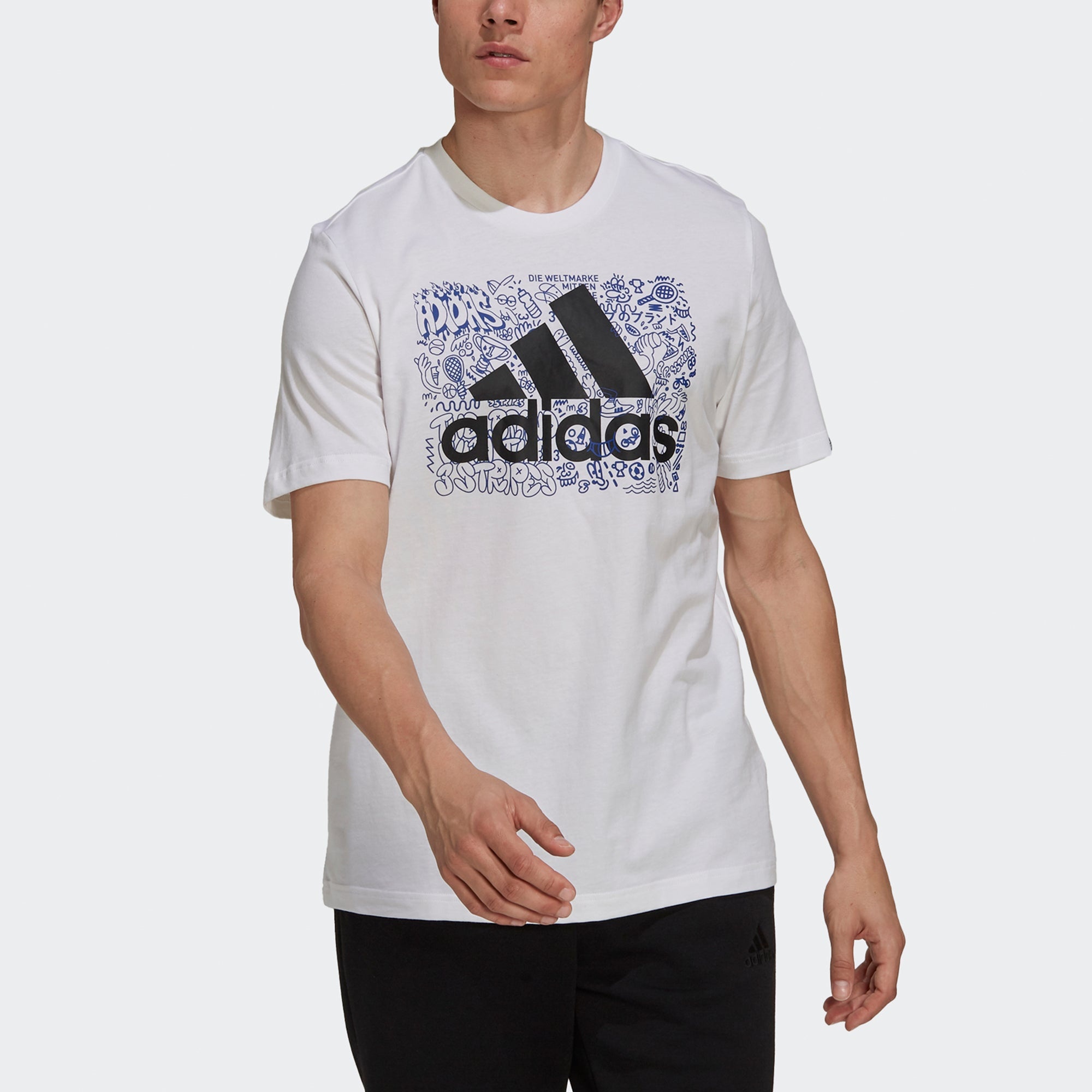 adidas M Ddlbmb L T Graffiti Printing Logo Sports Short Sleeve White GS4001 - 3