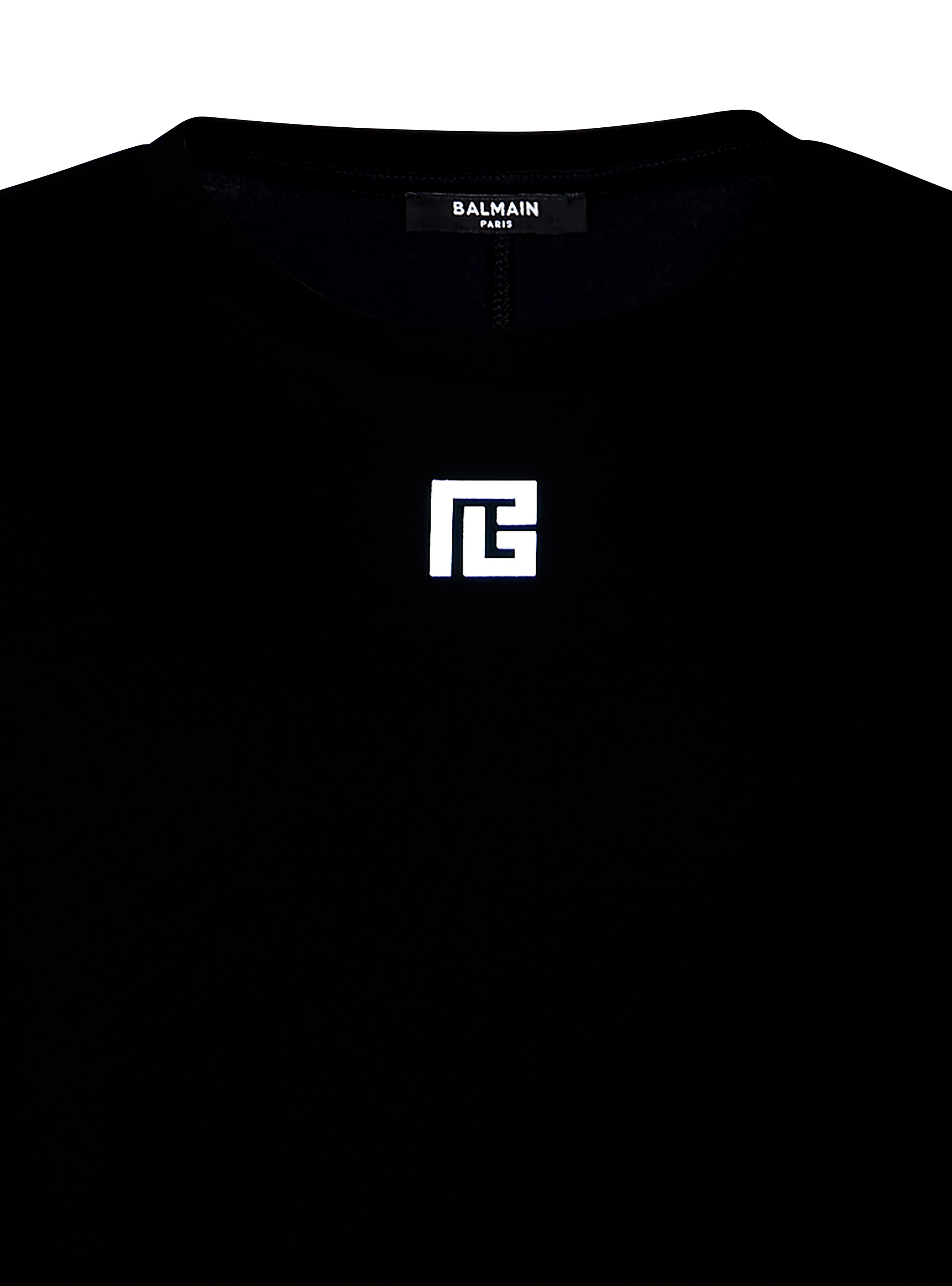 T-shirt in eco-responsible cotton with reflective Balmain maxi logo print - 8