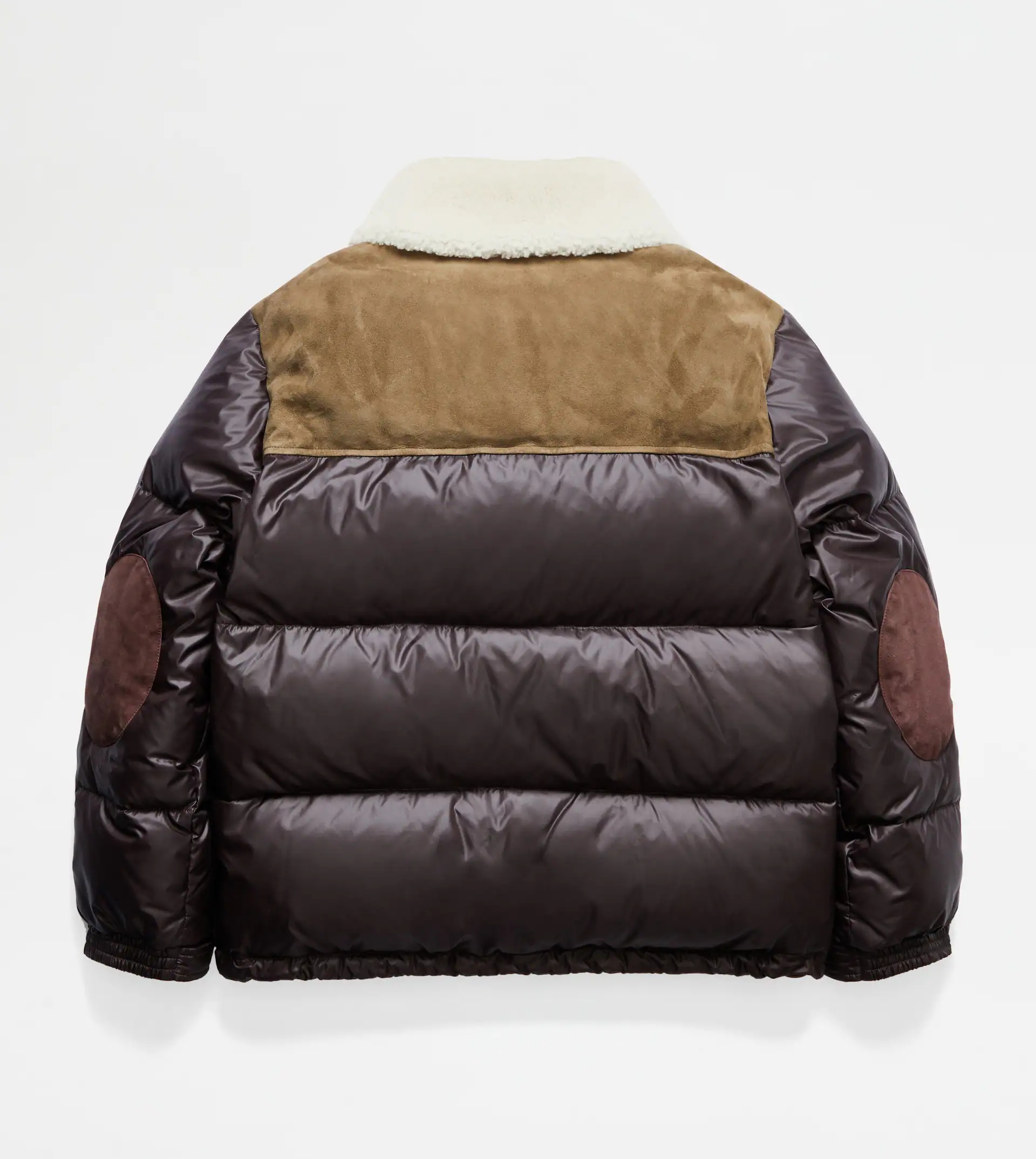 DOWN JACKET WITH SUEDE INSERTS - BROWN - 4