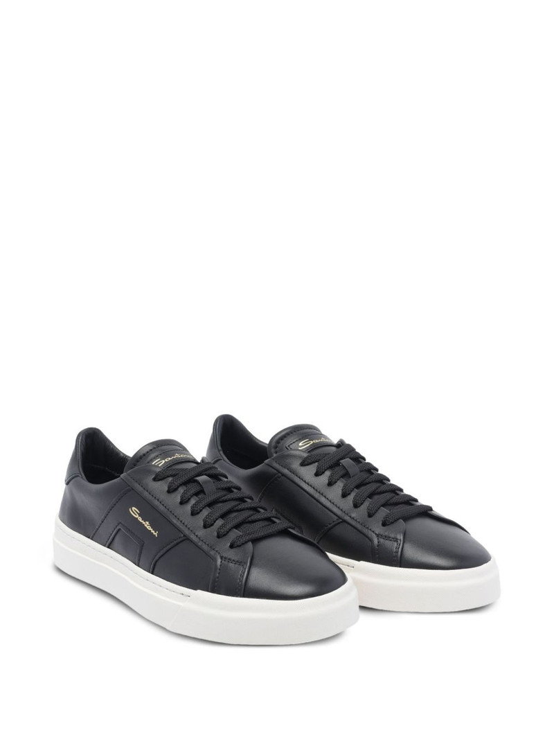 Santoni round-toe leather sneakers outlook