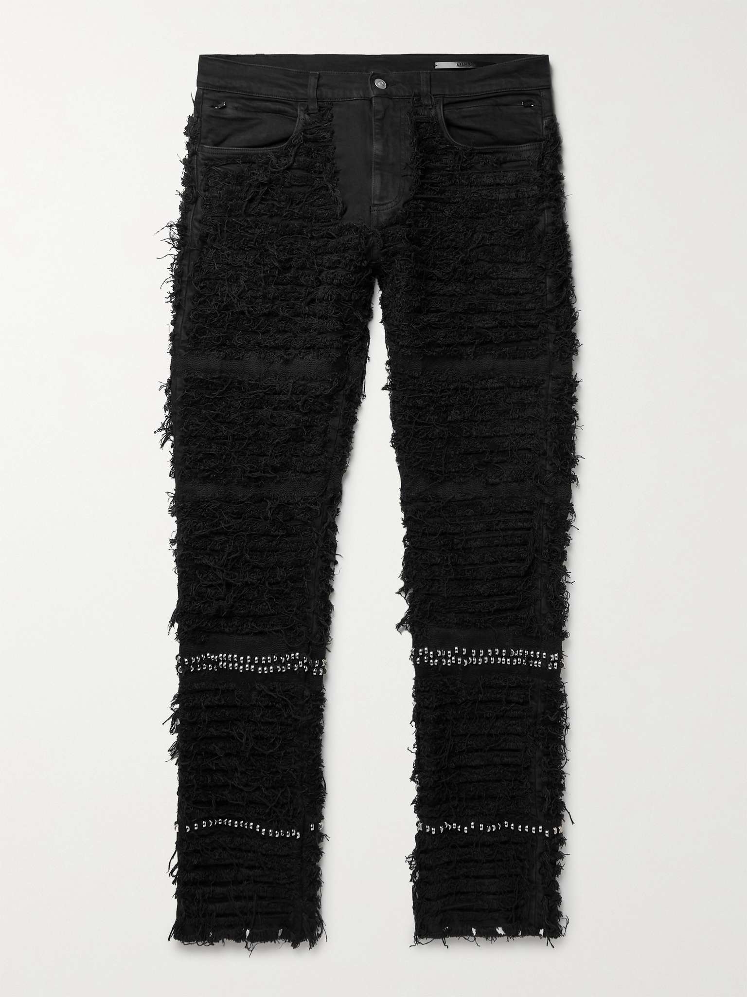 + Blackmeans Embellished Distressed Stretch-Denim Jeans - 1