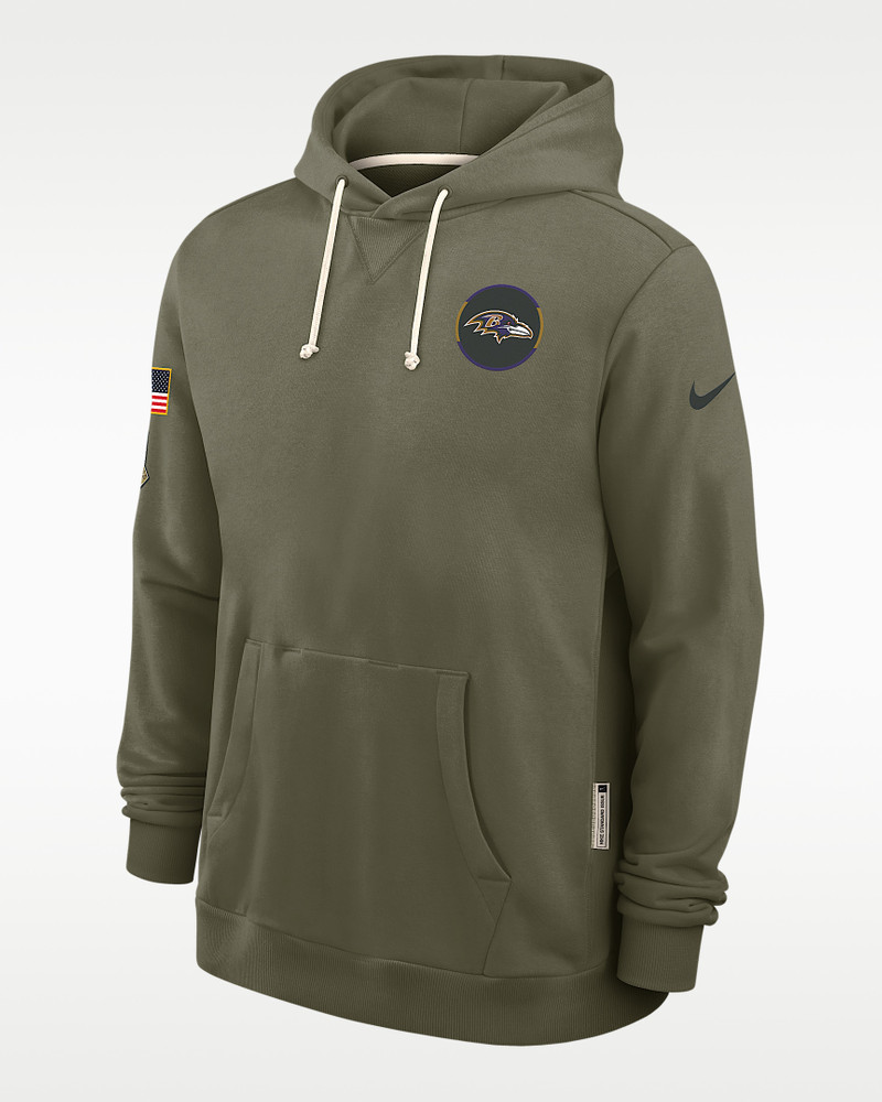 Baltimore Ravens Salute to Service Sideline Dominant Force Men's Nike Dri-FIT NFL Pullover Hoodie 1