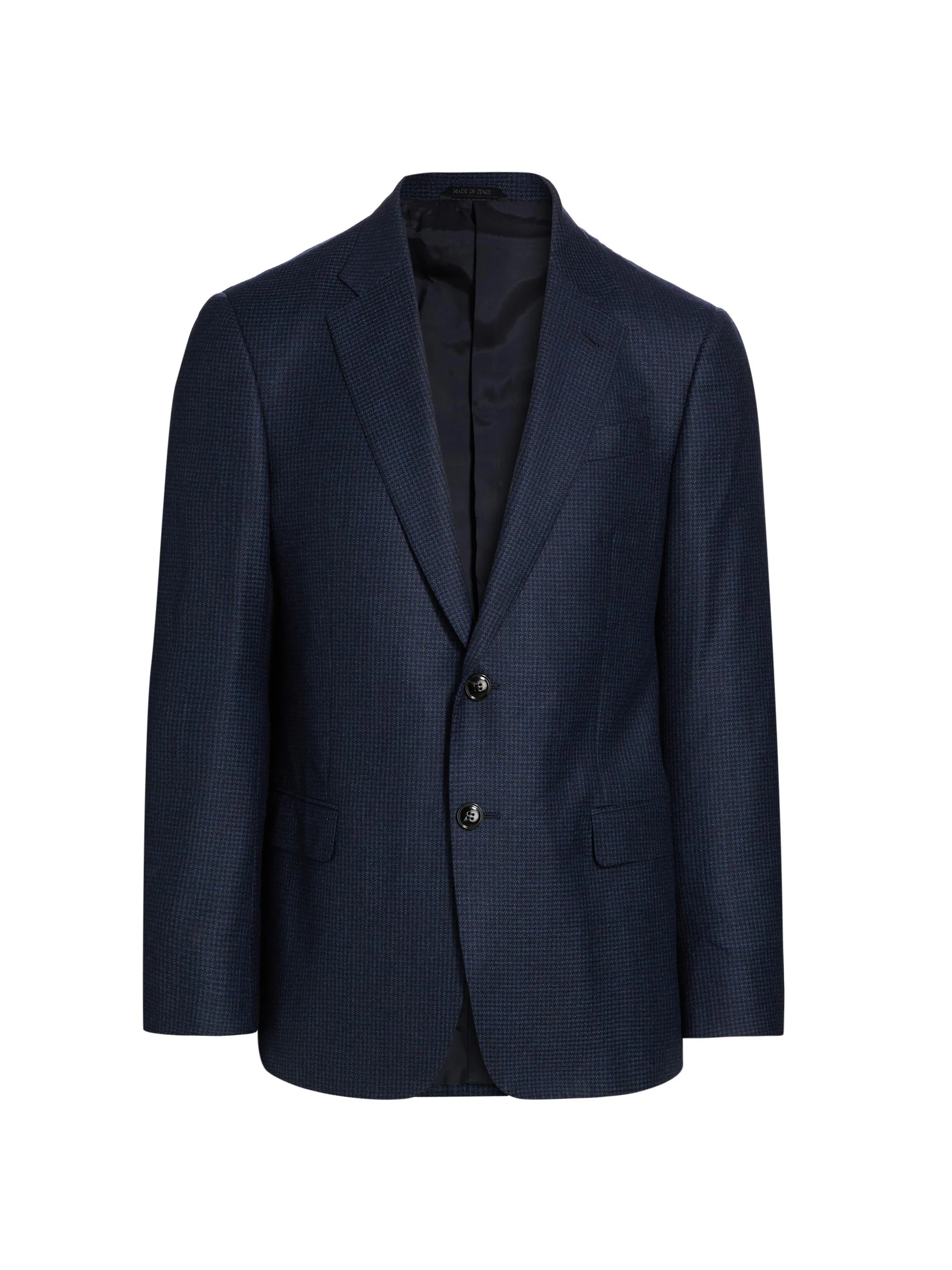 Men's Micro Houndstooth Wool Slim-Fit Blazer - Blue Navy - 1