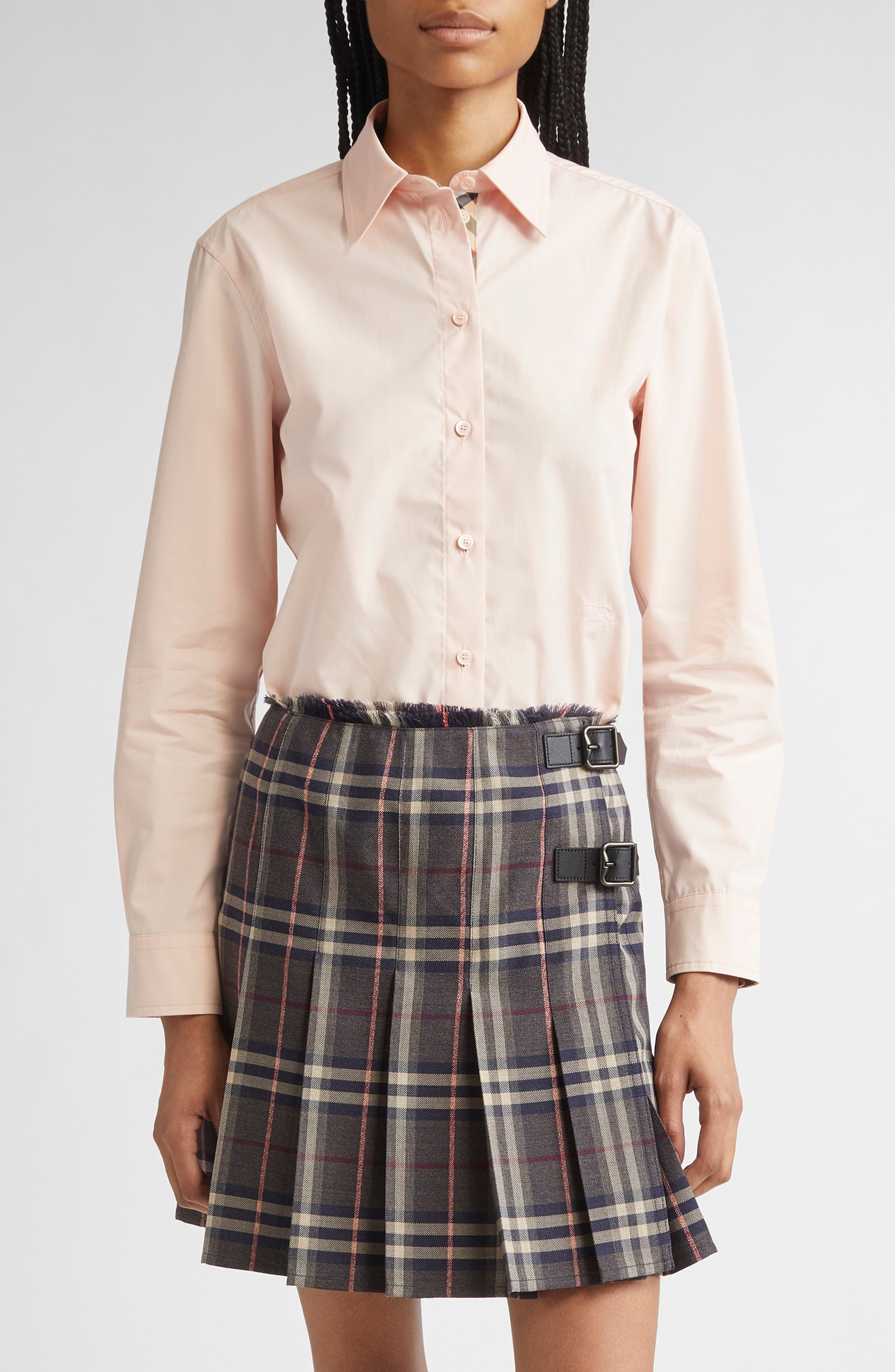 burberry EKD Embroidered Cotton Poplin Shirt in Flora at Nordstrom - 1
